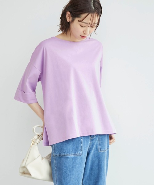 ROPE' PICNIC(ロペピクニック)の「60シルケットハーフスリーブトップス(Tシャツ/カットソー・レディース・ホワイト/ブラック/ピンク/ベージュ系その他・38)」の1枚目の写真