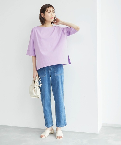 ROPE' PICNIC(ロペピクニック)の「60シルケットハーフスリーブトップス(Tシャツ/カットソー・レディース・ホワイト/ブラック/ピンク/ベージュ系その他・38)」の13枚目の写真