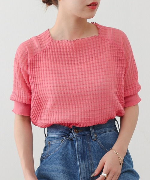 COLONY 2139（コロニートゥーワンスリーナイン）の「カラバリ豊富！シアージャガードニットプルオーバー（その他トップス・レディース・ブラック/オレンジ/グリーン/アイボリー/オフホワイト/ピンク・FREE）」の5枚目の写真