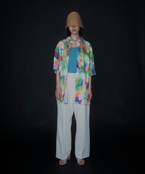 VACANCY(ヴァカンシー)の「JIROコラボ ペイントフラワーハーフスリーブオーバーシャツ(シャツ/ブラウス・レディース・ホワイト/ブルー・FREE)」の12枚目の写真