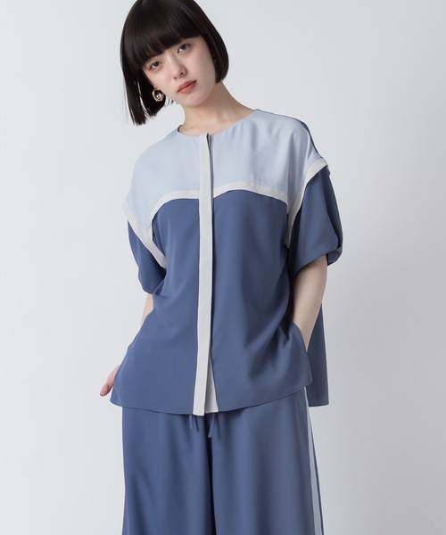 La SRIC（ラスリック）の「La SRIC / クロススウィッチングカラーBL【セットアップ可】（シャツ/ブラウス・レディース・ブラック/ブラウン/ブルー・38）」の3枚目の写真