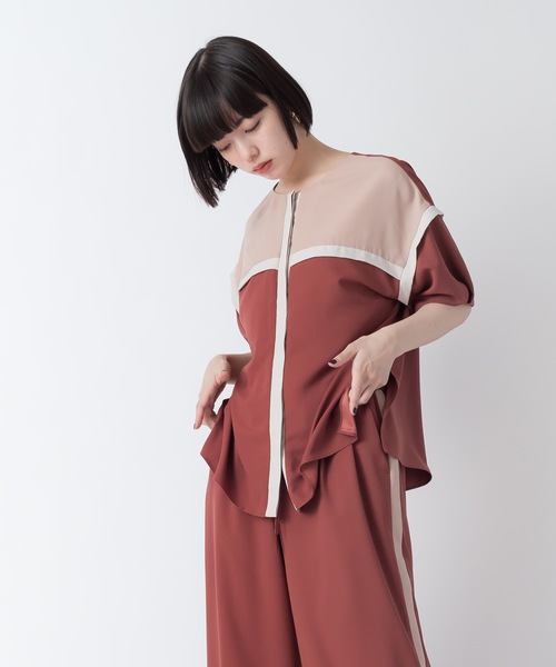 La SRIC（ラスリック）の「La SRIC / クロススウィッチングカラーBL【セットアップ可】（シャツ/ブラウス・レディース・ブラック/ブラウン/ブルー・38）」の9枚目の写真