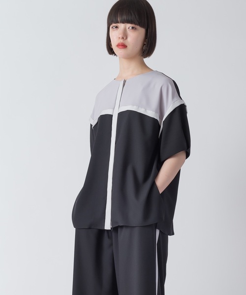 La SRIC（ラスリック）の「La SRIC / クロススウィッチングカラーBL【セットアップ可】（シャツ/ブラウス・レディース・ブラック/ブラウン/ブルー・38）」の5枚目の写真