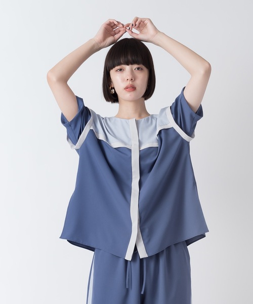 La SRIC（ラスリック）の「La SRIC / クロススウィッチングカラーBL【セットアップ可】（シャツ/ブラウス・レディース・ブラック/ブラウン/ブルー・38）」の6枚目の写真