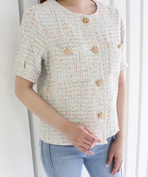 MODE ROBE（モードローブ）の「ツイードジャケット（その他トップス・レディース・ホワイト/ピンク・FREE）」の2枚目の写真