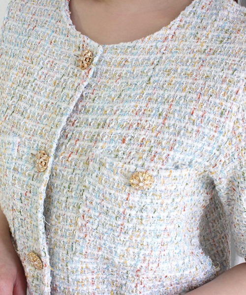 MODE ROBE（モードローブ）の「ツイードジャケット（その他トップス・レディース・ホワイト/ピンク・FREE）」の4枚目の写真