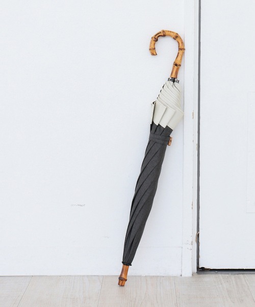 utatane(ウタタネ)の「日傘 完全遮光100% 晴雨兼用 シャンブレー調グログラン(長傘・レディース・アッシュブラウン/ベージュ/ブルー/モカ/スモークピンク/スミクロ・FREE)」の2枚目の写真