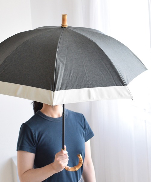 utatane（ウタタネ）の「日傘 完全遮光100％ スライドショート47cm シャンブレー×グログラン バンブー（長傘・レディース・アッシュブラウン/ベージュ/ブルー/モカ/スモークピンク/スミクロ・FREE）」の15枚目の写真