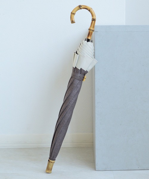utatane（ウタタネ）の「日傘 完全遮光100％ スライドショート47cm シャンブレー×グログラン バンブー（長傘・レディース・アッシュブラウン/ベージュ/ブルー/モカ/スモークピンク/スミクロ・FREE）」の19枚目の写真