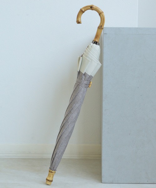 utatane（ウタタネ）の「日傘 完全遮光100％ スライドショート47cm シャンブレー×グログラン バンブー（長傘・レディース・アッシュブラウン/ベージュ/ブルー/モカ/スモークピンク/スミクロ・FREE）」の21枚目の写真