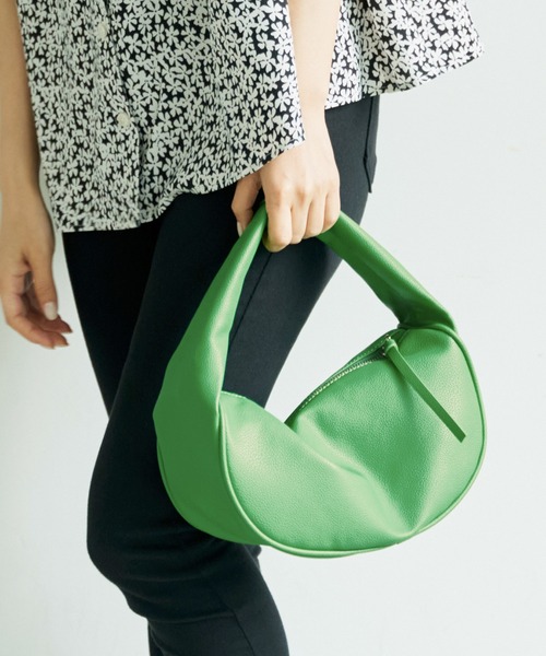 coca(coca)(コカ)の「スムースタッチ楕円バック(ハンドバッグ・レディース・ブラック/グリーン・ONE SIZE)」の2枚目の写真