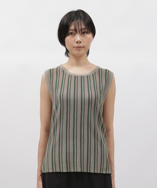 LAKOLE(ラコレ)の「12Gストライプニットタンクトップ / 288358(タンクトップ・レディース・ブラウン/グリーン/ボルドー・SMALL/MEDIUM)」の7枚目の写真