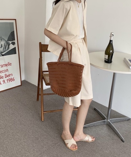 Chaco closet（チャコ クローゼット）の「【セットアップ】半袖ノーカラージャケット＆ハーフパンツセット（セットアップ・レディース・ブラック/ライトグリーン/アイボリー・FREE）」の4枚目の写真