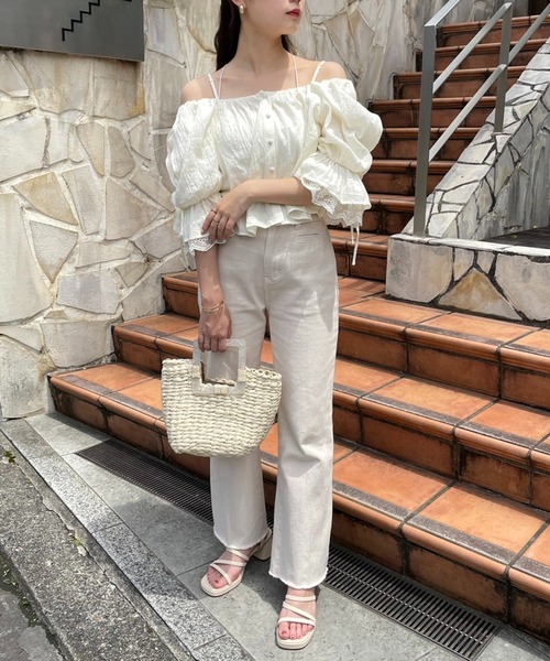 one after another NICE CLAUP（ワンアフターアナザーナイスクラップ）の「前後2WAY 羽織でも着れるコットンブラウス（シャツ/ブラウス・レディース・ブラック/オフホワイト/ピンク/アイボリー・FREE）」の13枚目の写真