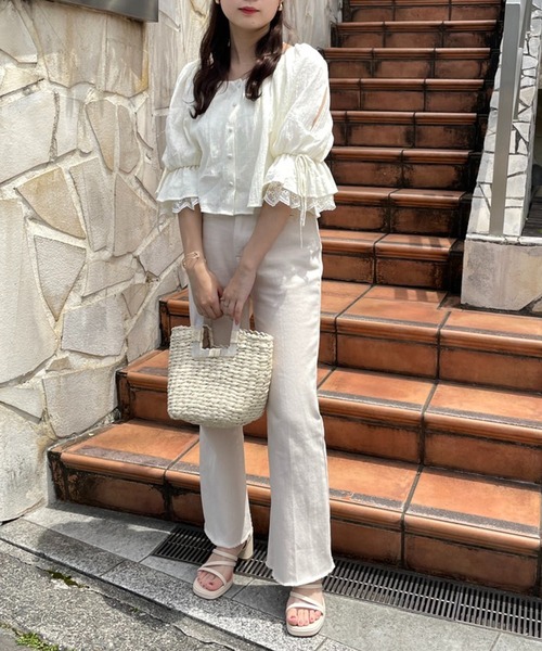 one after another NICE CLAUP（ワンアフターアナザーナイスクラップ）の「前後2WAY 羽織でも着れるコットンブラウス（シャツ/ブラウス・レディース・ブラック/オフホワイト/ピンク/アイボリー・FREE）」の14枚目の写真