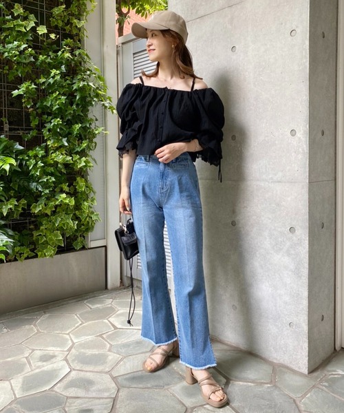 one after another NICE CLAUP（ワンアフターアナザーナイスクラップ）の「前後2WAY 羽織でも着れるコットンブラウス（シャツ/ブラウス・レディース・ブラック/オフホワイト/ピンク/アイボリー・FREE）」の11枚目の写真