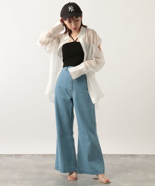 Heather(ヘザー)の「ショルダースリットシアーシャツ 299646(シャツ/ブラウス・レディース・オフホワイト/グリーン/ブルー/ピンク/オレンジ・FREE)」の21枚目の写真