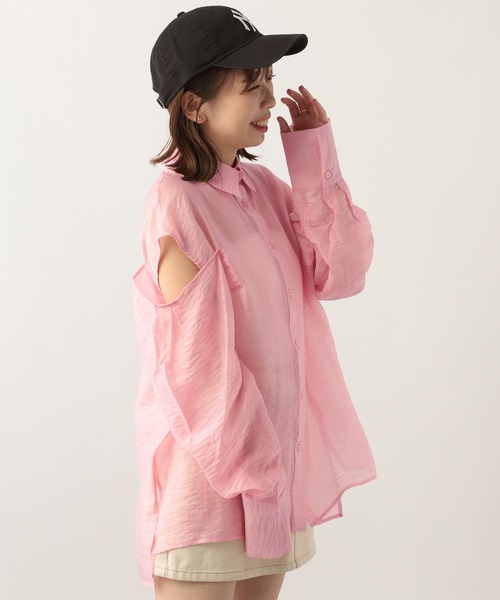 Heather(ヘザー)の「ショルダースリットシアーシャツ 299646(シャツ/ブラウス・レディース・オフホワイト/グリーン/ブルー/ピンク/オレンジ・FREE)」の11枚目の写真