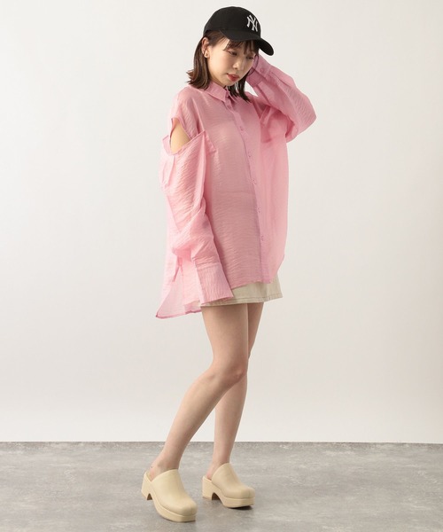 Heather(ヘザー)の「ショルダースリットシアーシャツ 299646(シャツ/ブラウス・レディース・オフホワイト/グリーン/ブルー/ピンク/オレンジ・FREE)」の17枚目の写真