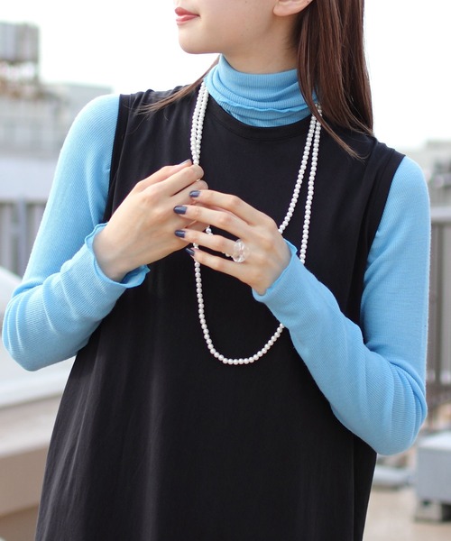 THE SHINZONE(ザ シンゾーン)の「THE SHINZONE/シンゾーン ウールリブタートル WOOL RIB TURTLE(Tシャツ/カットソー・レディース・ホワイト/ブラウン/ブルー・FREE)」の3枚目の写真