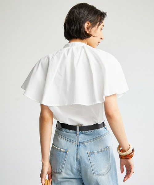 ECRIRE（エクリール）の「【yun_wearコラボ】フレアカラーつけ襟ノースリーブブラウス（シャツ/ブラウス・レディース・ブラック/オフホワイト/ピンク/グリーン・L/M）」の8枚目の写真