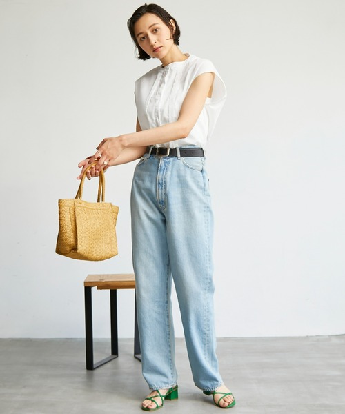 ECRIRE（エクリール）の「【yun_wearコラボ】フレアカラーつけ襟ノースリーブブラウス（シャツ/ブラウス・レディース・ブラック/オフホワイト/ピンク/グリーン・L/M）」の9枚目の写真