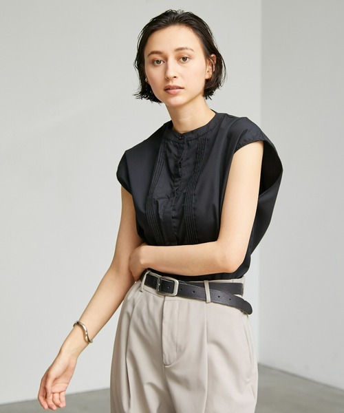 ECRIRE（エクリール）の「【yun_wearコラボ】フレアカラーつけ襟ノースリーブブラウス（シャツ/ブラウス・レディース・ブラック/オフホワイト/ピンク/グリーン・L/M）」の14枚目の写真