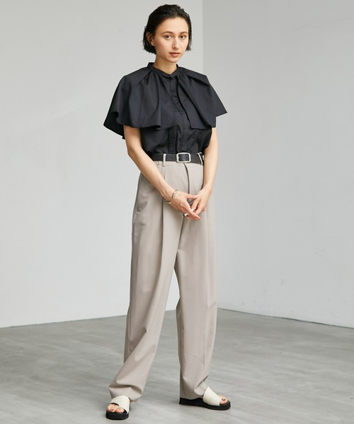 ECRIRE（エクリール）の「【yun_wearコラボ】フレアカラーつけ襟ノースリーブブラウス（シャツ/ブラウス・レディース・ブラック/オフホワイト/ピンク/グリーン・L/M）」の11枚目の写真