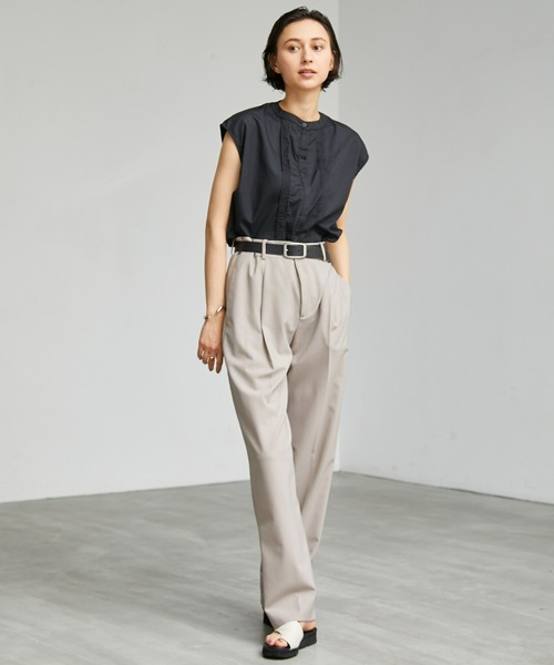 ECRIRE（エクリール）の「【yun_wearコラボ】フレアカラーつけ襟ノースリーブブラウス（シャツ/ブラウス・レディース・ブラック/オフホワイト/ピンク/グリーン・L/M）」の13枚目の写真