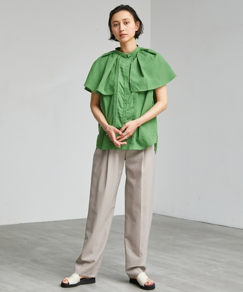 ECRIRE（エクリール）の「【yun_wearコラボ】フレアカラーつけ襟ノースリーブブラウス（シャツ/ブラウス・レディース・ブラック/オフホワイト/ピンク/グリーン・L/M）」の16枚目の写真