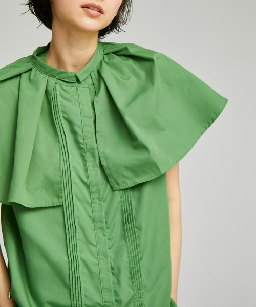 ECRIRE（エクリール）の「【yun_wearコラボ】フレアカラーつけ襟ノースリーブブラウス（シャツ/ブラウス・レディース・ブラック/オフホワイト/ピンク/グリーン・L/M）」の18枚目の写真