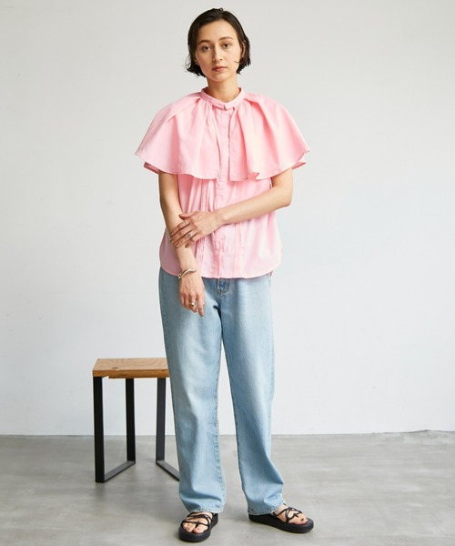 ECRIRE（エクリール）の「【yun_wearコラボ】フレアカラーつけ襟ノースリーブブラウス（シャツ/ブラウス・レディース・ブラック/オフホワイト/ピンク/グリーン・L/M）」の21枚目の写真