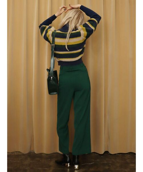 EVRIS（エヴリス）の「フロントボタンマルチボーダーニットトップス（ニット/セーター・レディース・ネイビー/オレンジ・FREE）」の6枚目の写真