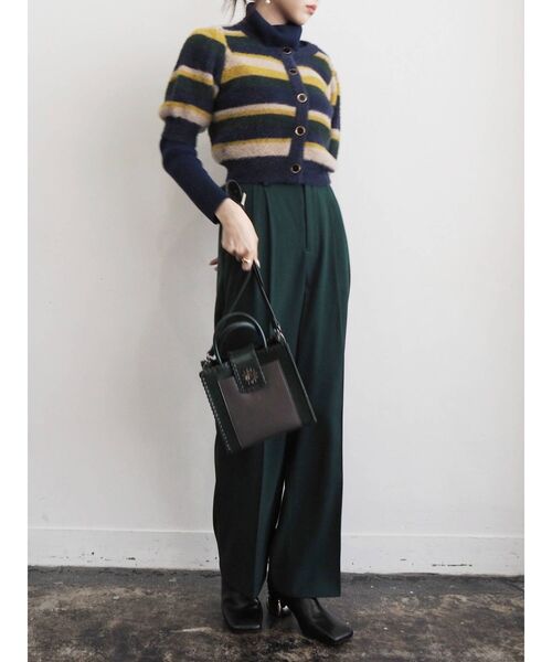 EVRIS（エヴリス）の「フロントボタンマルチボーダーニットトップス（ニット/セーター・レディース・ネイビー/オレンジ・FREE）」の12枚目の写真