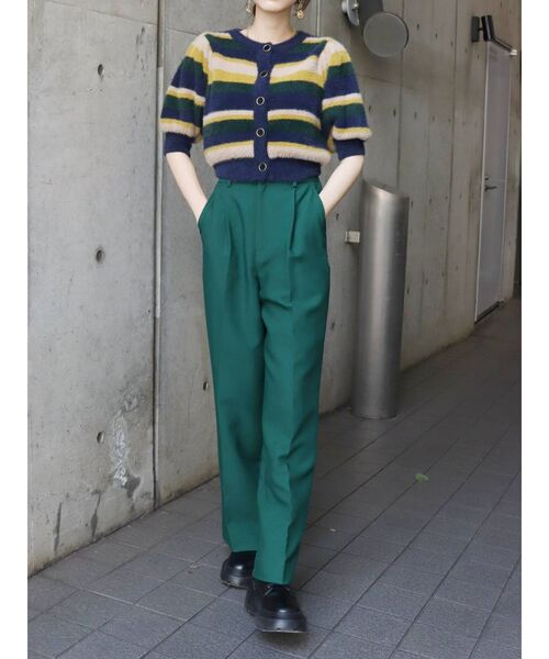 EVRIS（エヴリス）の「フロントボタンマルチボーダーニットトップス（ニット/セーター・レディース・ネイビー/オレンジ・FREE）」の21枚目の写真