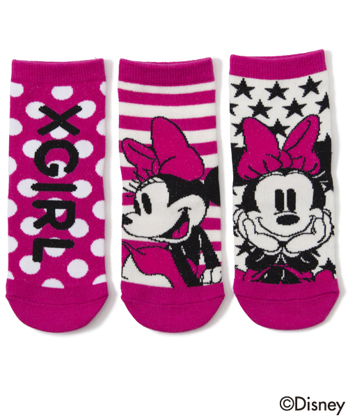 X-girl Stages（エックスガールステージス）の「【Disney（ディズニー）】3-PIECE SOCKS Disney（ソックス/靴下・キッズ・パープル/ピンク/ブラック・LARGE/SMALL/MEDIUM）」の3枚目の写真