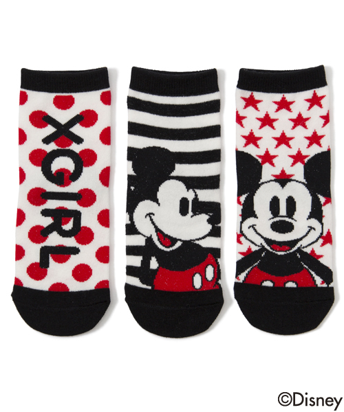 X-girl Stages（エックスガールステージス）の「【Disney（ディズニー）】3-PIECE SOCKS Disney（ソックス/靴下・キッズ・パープル/ピンク/ブラック・LARGE/SMALL/MEDIUM）」の2枚目の写真