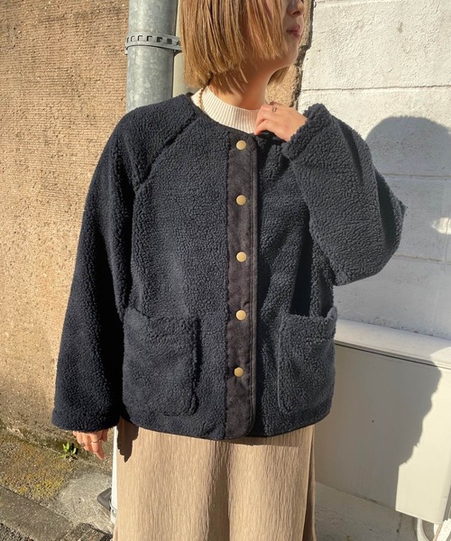 JUGLANS(ユグランス)の「☆ 軽やかな着心地。ボアショート丈ブルゾン 51-1097(ブルゾン・レディース・クリーム/ライトグレー/ネイビー/ダークベージュ・FREE)」の20枚目の写真