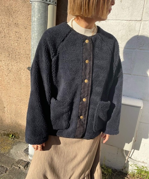 JUGLANS(ユグランス)の「☆ 軽やかな着心地。ボアショート丈ブルゾン 51-1097(ブルゾン・レディース・クリーム/ライトグレー/ネイビー/ダークベージュ・FREE)」の21枚目の写真