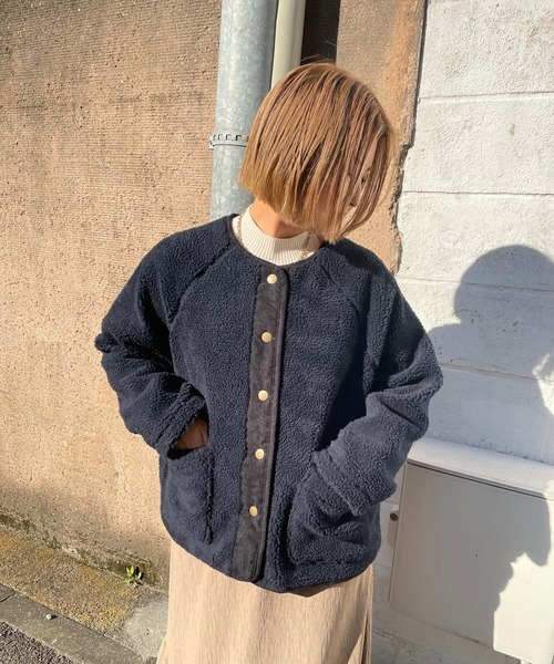 JUGLANS(ユグランス)の「☆ 軽やかな着心地。ボアショート丈ブルゾン 51-1097(ブルゾン・レディース・クリーム/ライトグレー/ネイビー/ダークベージュ・FREE)」の22枚目の写真