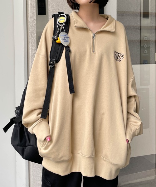 WEGO(ウィゴー)の「WEGO/ヘビーウエイト ハーフZIPワンポイントプルオーバー(スウェット・メンズ・ブラック/サックスブルー/ベージュ/グレー系その他・MEDIUM/LARGE)」の4枚目の写真