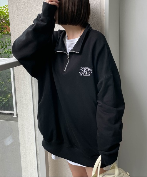 WEGO(ウィゴー)の「WEGO/ヘビーウエイト ハーフZIPワンポイントプルオーバー(スウェット・メンズ・ブラック/サックスブルー/ベージュ/グレー系その他・MEDIUM/LARGE)」の7枚目の写真