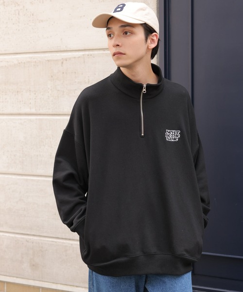 WEGO(ウィゴー)の「WEGO/ヘビーウエイト ハーフZIPワンポイントプルオーバー(スウェット・メンズ・ブラック/サックスブルー/ベージュ/グレー系その他・MEDIUM/LARGE)」の5枚目の写真