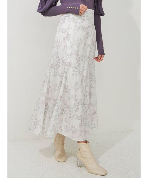 MERCURYDUO（マーキュリーデュオ）の「ハイウエストセミフレアフラワースカート（スカート・レディース・ピンク/イエロー/ネイビー・SMALL/MEDIUM）」の3枚目の写真