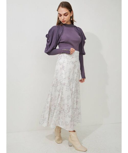 MERCURYDUO（マーキュリーデュオ）の「ハイウエストセミフレアフラワースカート（スカート・レディース・ピンク/イエロー/ネイビー・SMALL/MEDIUM）」の12枚目の写真