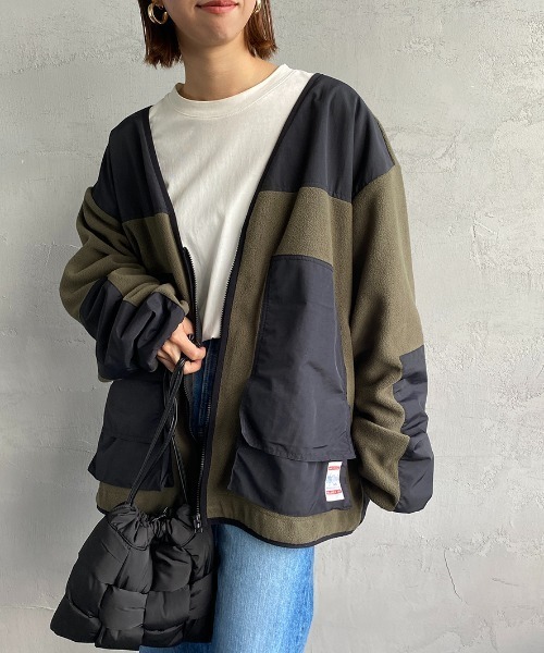 frostline（フロストライン）の「[FROSTLINE/フロストライン] 別注 フリースノーカラージャケット（ノーカラージャケット・レディース・ブラック/カーキ/イエロー・M/L）」の2枚目の写真