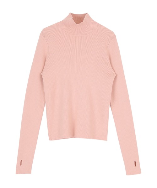 titivate（ティティベイト）の「フィンガーホールタートルリブニット（ニット/セーター・レディース・ブラック/ピンク/グリーン/アイボリー/グレイッシュベージュ・S/M/L）」の10枚目の写真