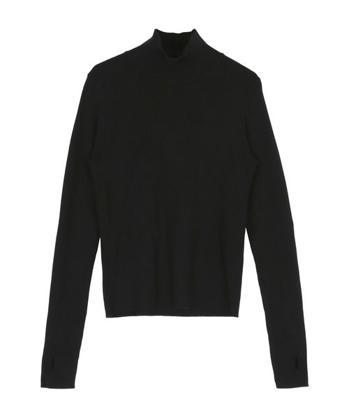 titivate（ティティベイト）の「フィンガーホールタートルリブニット（ニット/セーター・レディース・ブラック/ピンク/グリーン/アイボリー/グレイッシュベージュ・S/M/L）」の7枚目の写真