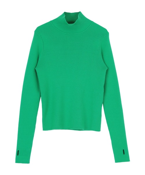 titivate（ティティベイト）の「フィンガーホールタートルリブニット（ニット/セーター・レディース・ブラック/ピンク/グリーン/アイボリー/グレイッシュベージュ・S/M/L）」の9枚目の写真