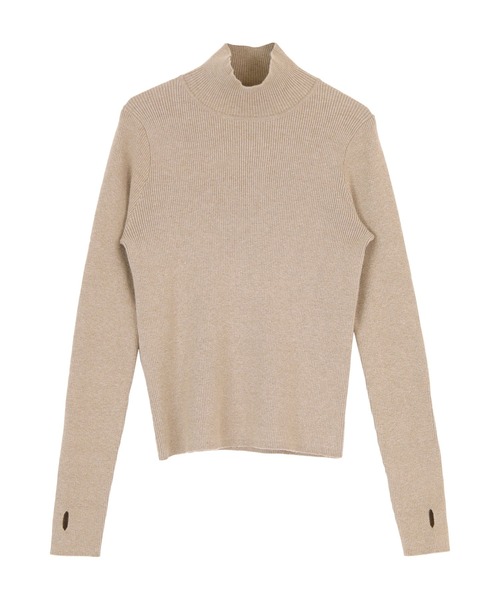 titivate（ティティベイト）の「フィンガーホールタートルリブニット（ニット/セーター・レディース・ブラック/ピンク/グリーン/アイボリー/グレイッシュベージュ・S/M/L）」の8枚目の写真